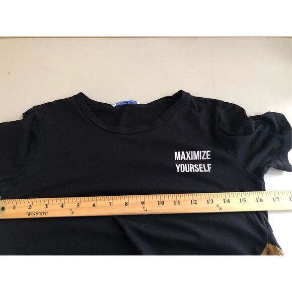 Zara Fashion black t-shirt with a colorful patterned scarf design SZ S - Picture 6 of 9